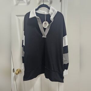 Black and White Striped Pullover